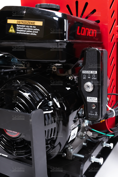 Rozdrabniacz spalinowy Cedrus RB05PRO-HE do 12 cm z elektrycznym rozrusznikiem i hydraulicznym podajnikiem gałęzi + Wkrętarka